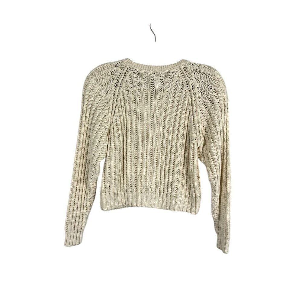 USA Classic Sweater Women L Cream Knit Pullover Neutral Cropped 80s - Picture 4 of 11